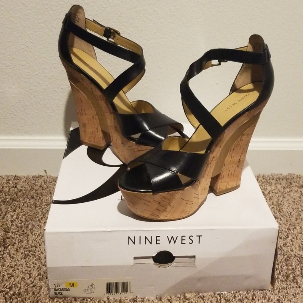 NEW Black cork heels